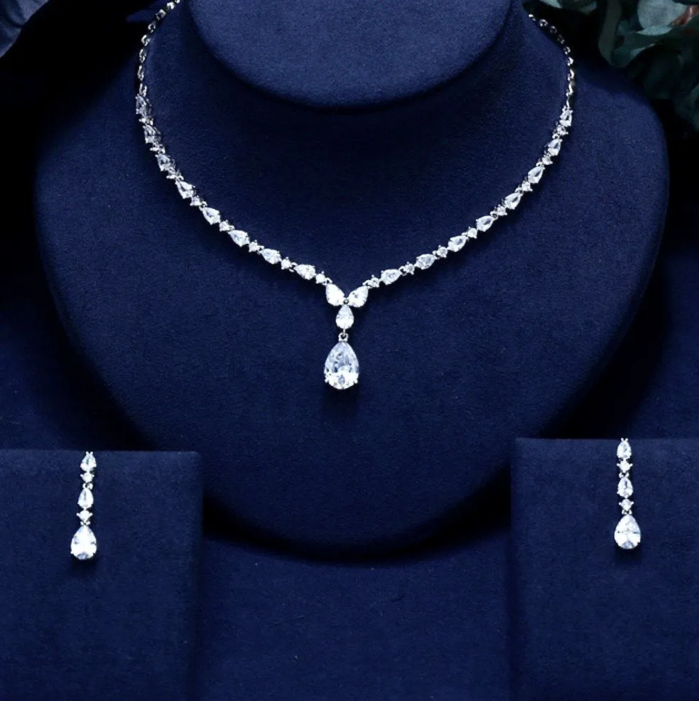 "Colette" - CZ Bridal Jewelry Set - Available in Silver, Rose Gold and Yellow Gold