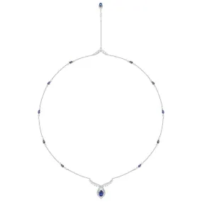 "ENDLESS BLUE" Luxe Marquise Pear Shaped Sapphire Necklace