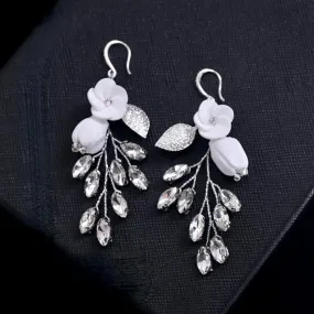 "Remy" - Bohemian Ceramic Flowers Bridal Earrings