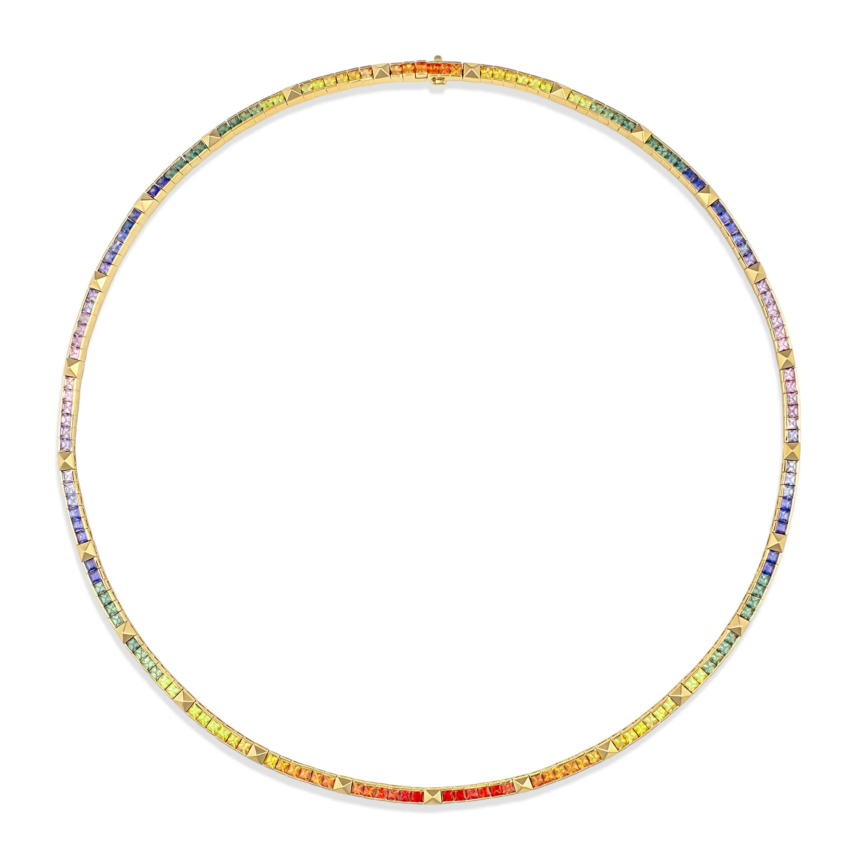 R.08® Une Rainbow Sapphire Necklace | Rose Gold