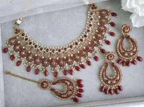 Raina Maroon Polki Bridal Choker Set