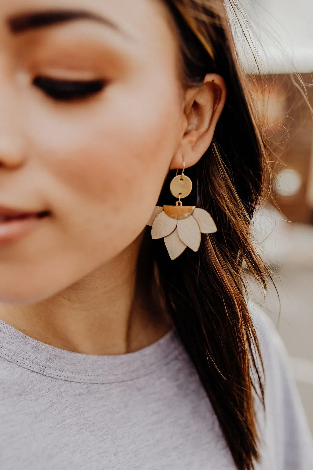 Ramona Leather Petal Earrings