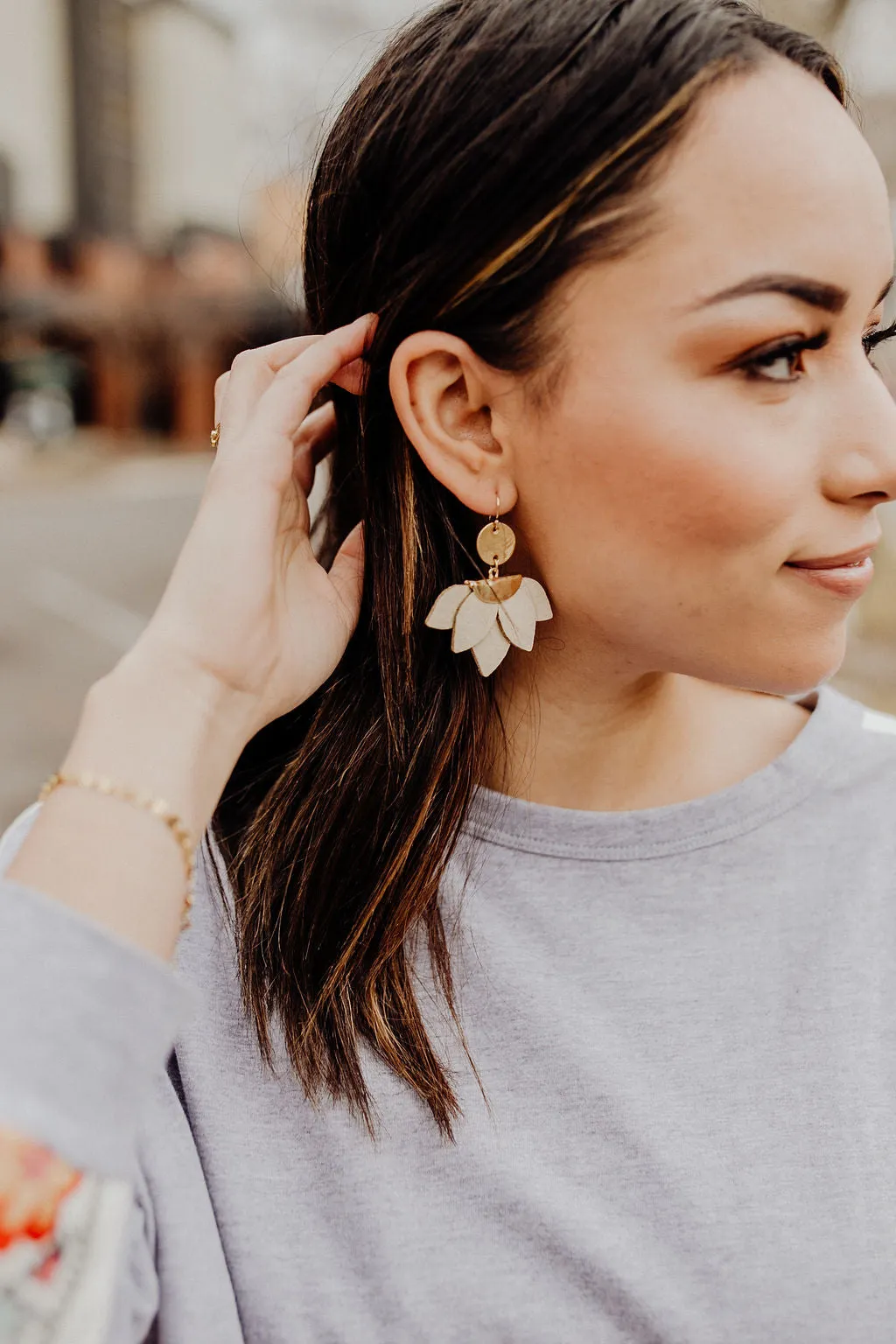 Ramona Leather Petal Earrings