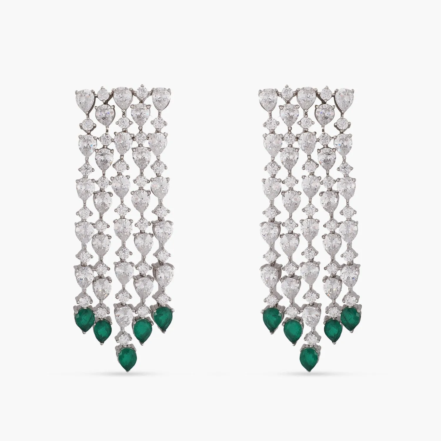 Rasika Chandlier Silver CZ Earrings