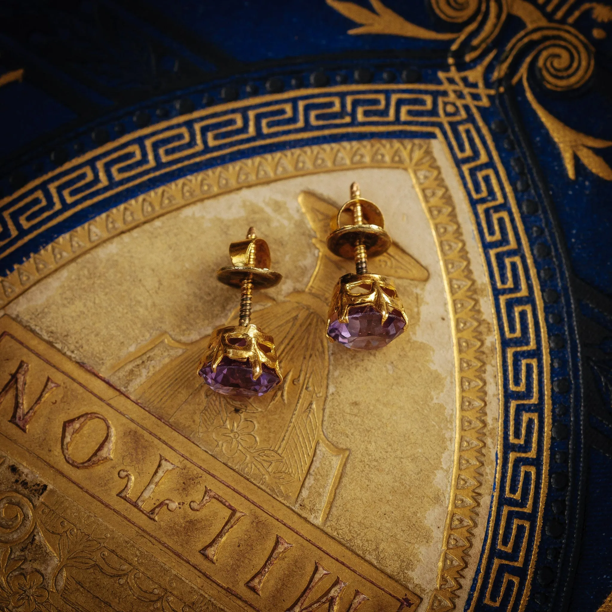 Resplendent Vintage Russian Synthetic Alexandrite Earrings