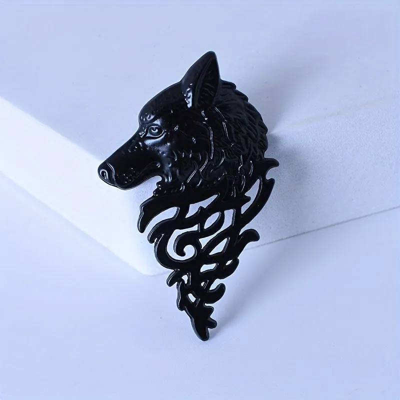 Retro Cool Wolf Head Brooch Pin Domineering Mens Suit Accessory