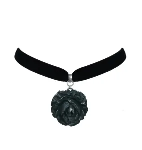 Retrolite Rose Choker Necklace in Black by Classic Hardware