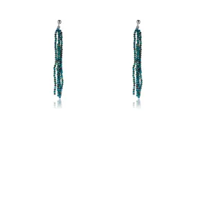 Ridhi, Chrysocolla Chandelier Beaded Earrings, Sterling Silver