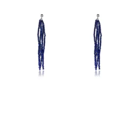 Ridhi, Lapis Chandelier Beaded Earrings, Sterling Silver