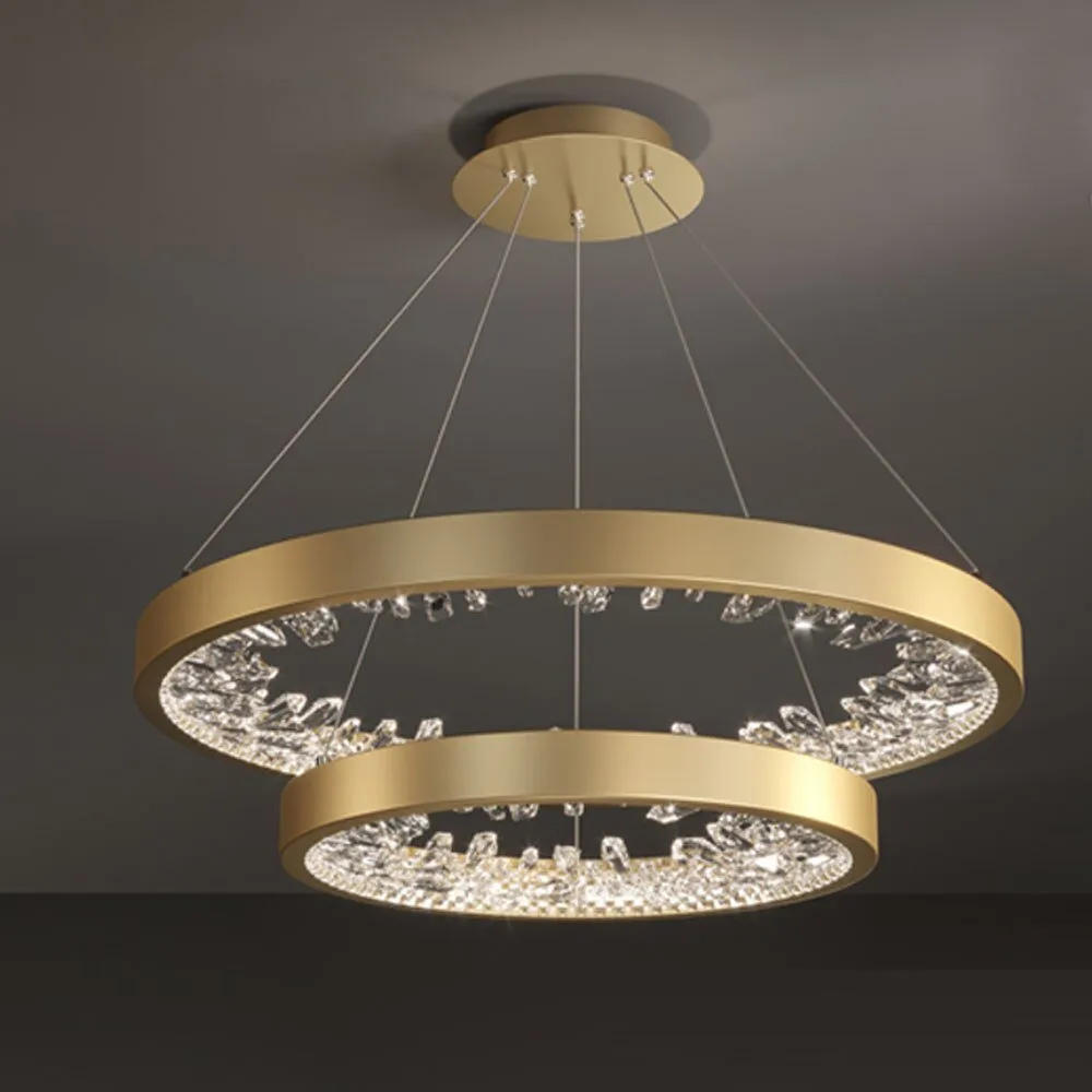 Ring Design Modern LED Chandelier Lamp Crystal Living Lighting Dimmable Hotel Lobby Decoration Salon