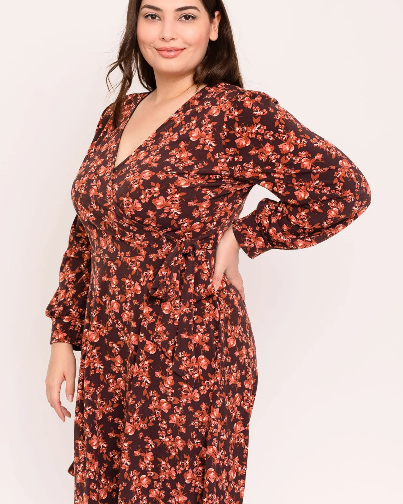 Rosalind Floral Dress | Brown / Mauve