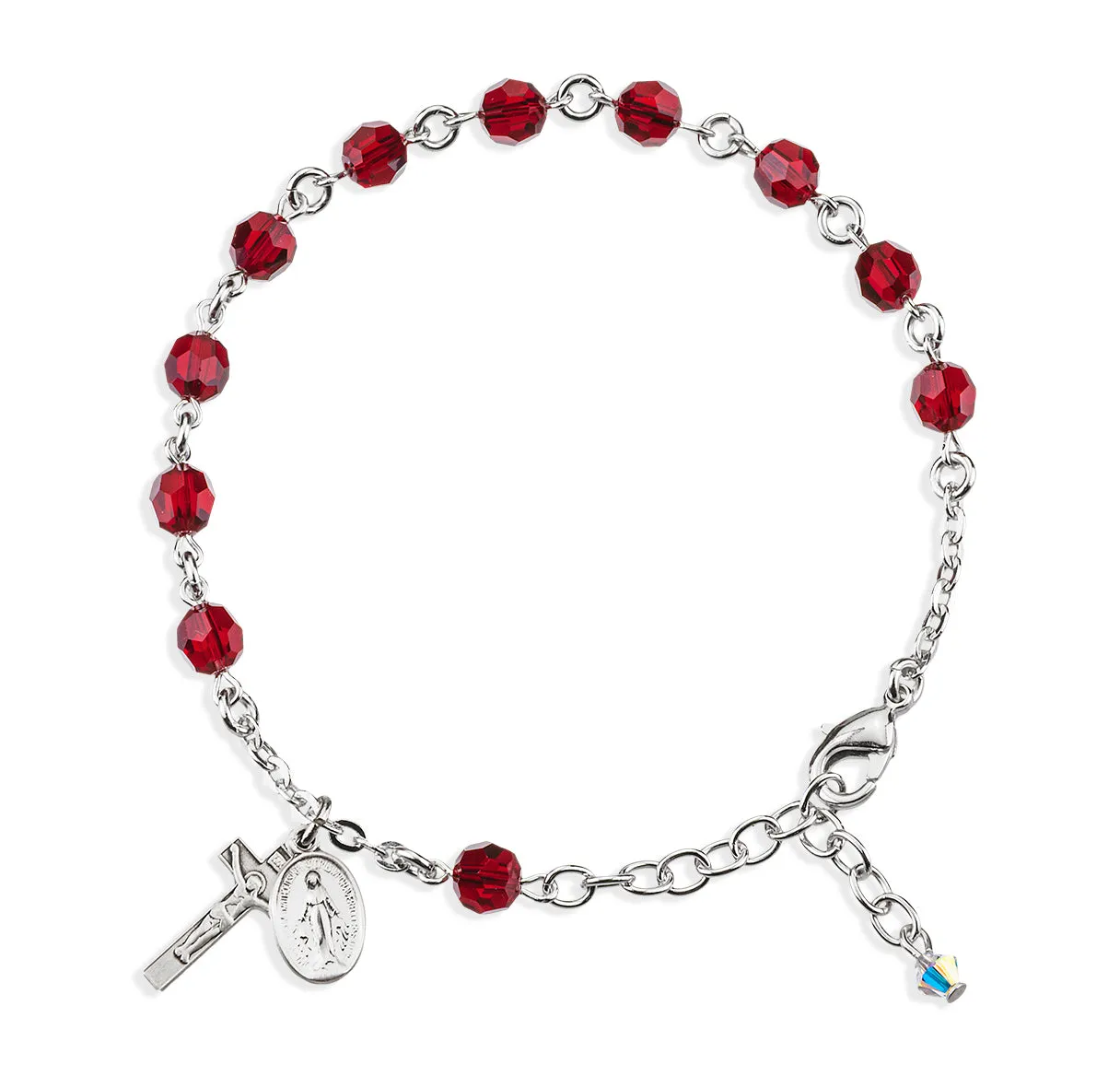 Rosary Bracelet Created with 6mm Ruby Finest Austrian Crystal Round Beads by HMH - BR8550RB