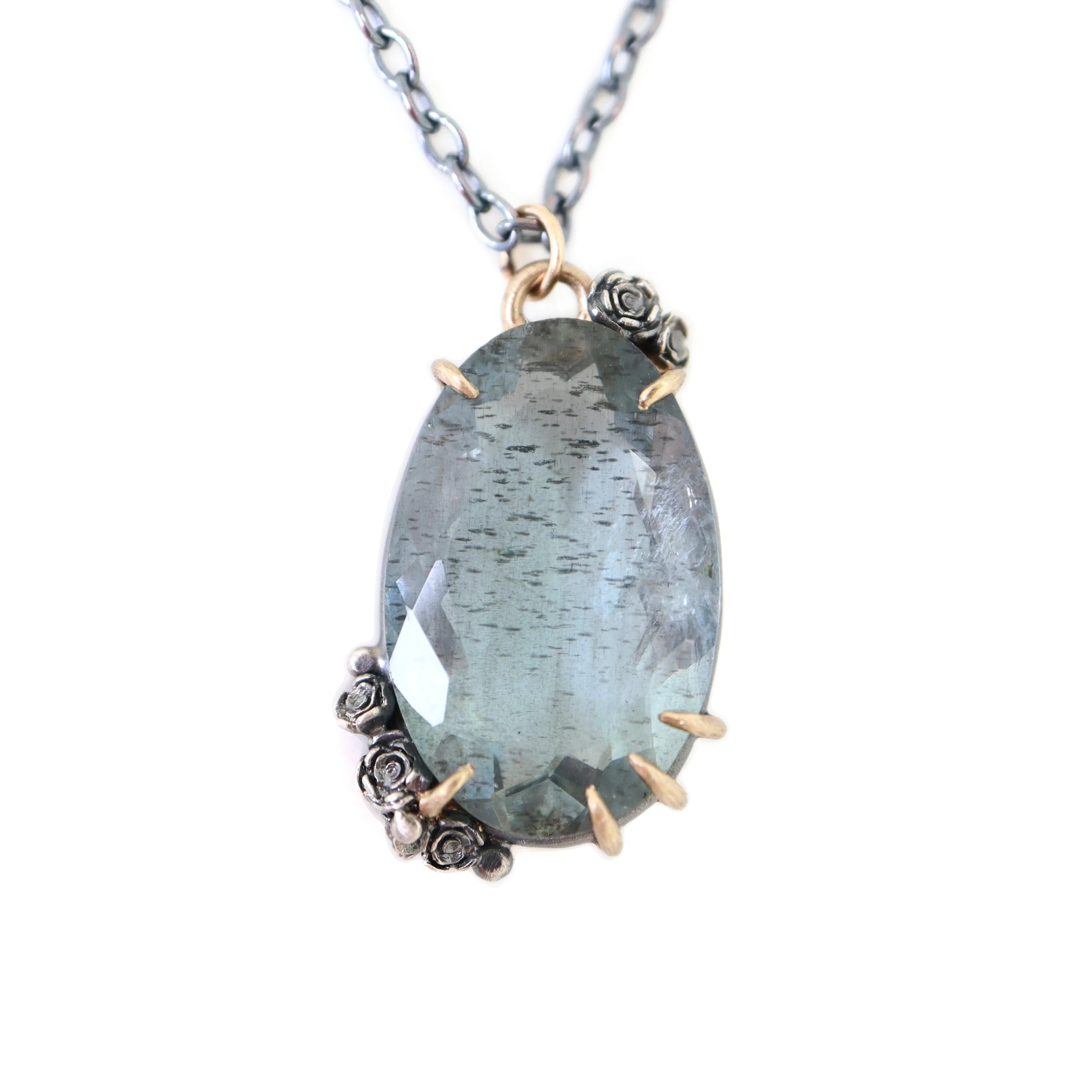 Rose Bouquet Aquamarine Garden Necklace