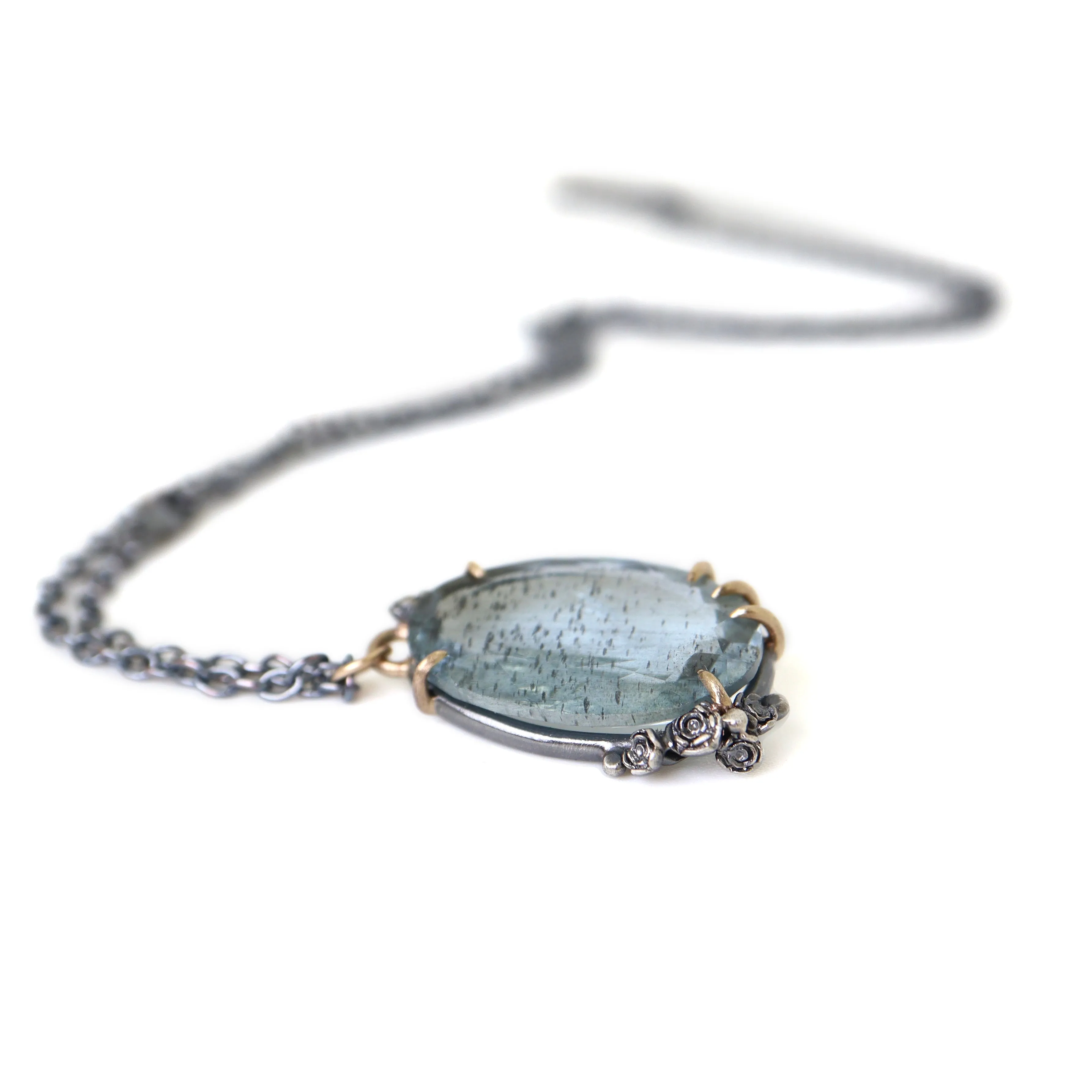 Rose Bouquet Aquamarine Garden Necklace