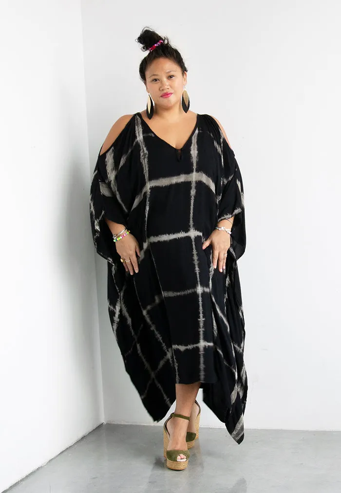 Roses & Rhinos Check Cold Shoulder Kaftan