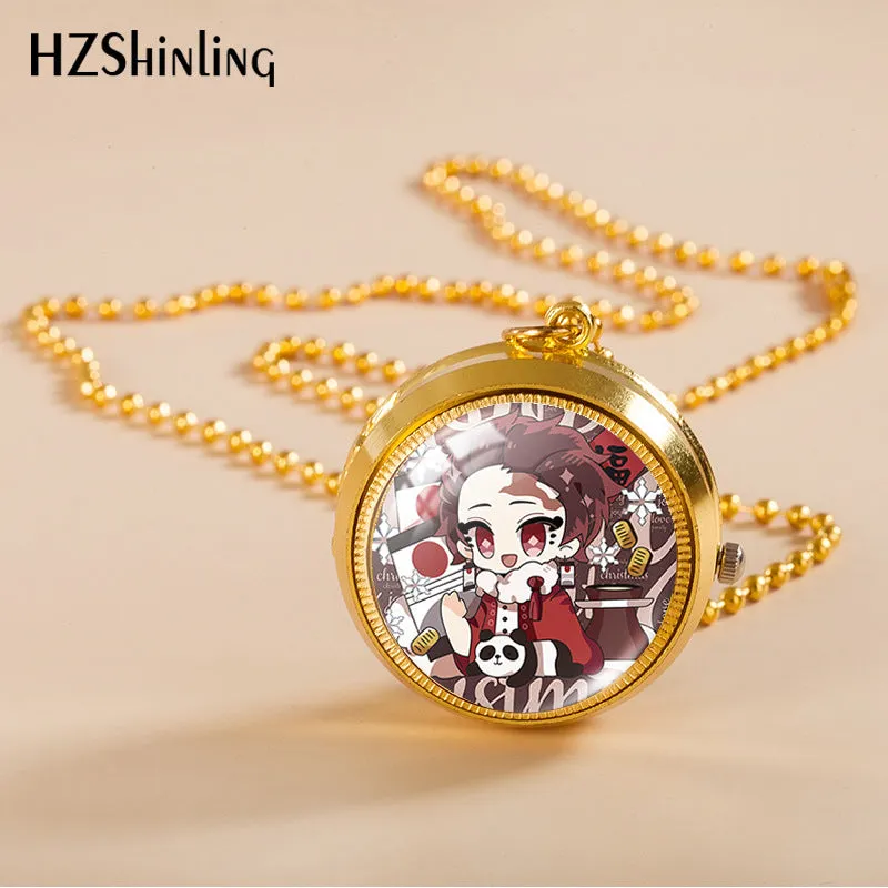 Rotating Pocket Watch Pocket Watch Male and Female Students Ornament Two-Dimensional Animation Necklace Pocket Watch