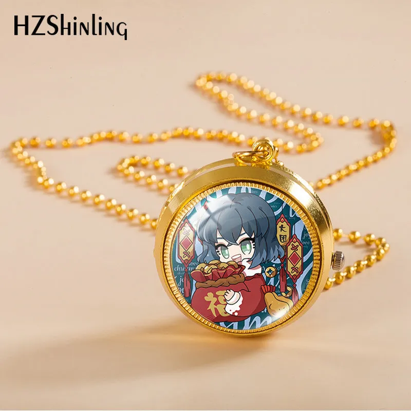 Rotating Pocket Watch Pocket Watch Male and Female Students Ornament Two-Dimensional Animation Necklace Pocket Watch