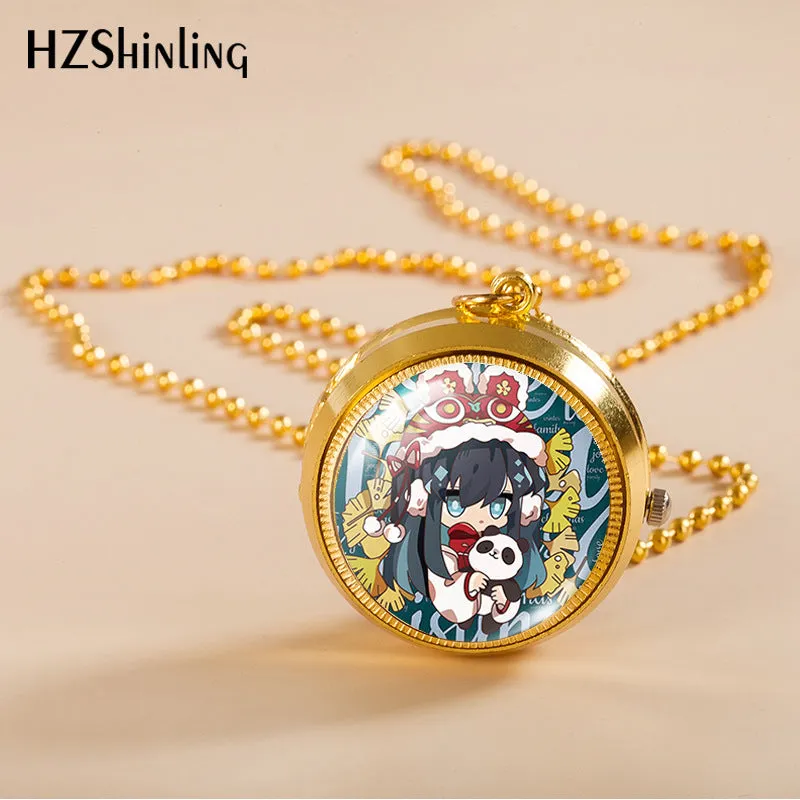 Rotating Pocket Watch Pocket Watch Male and Female Students Ornament Two-Dimensional Animation Necklace Pocket Watch