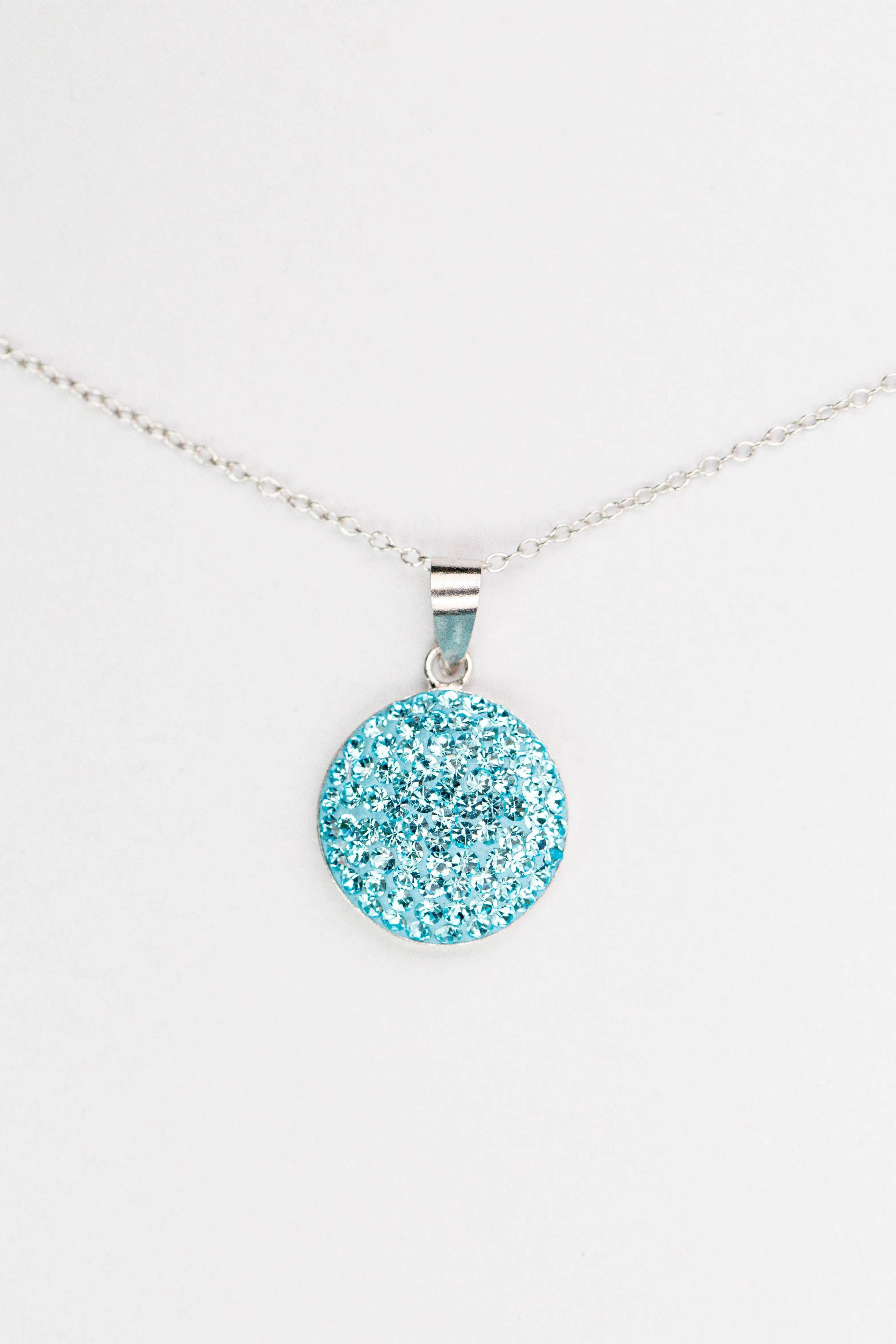 Round Crystal Silver Pendant Necklace