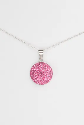 Round Crystal Silver Pendant Necklace