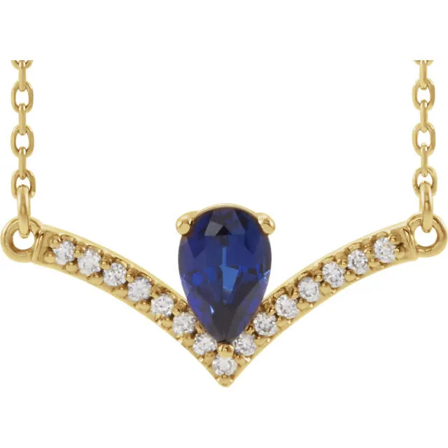 Sapphire & Diamond V-Shaped Necklace