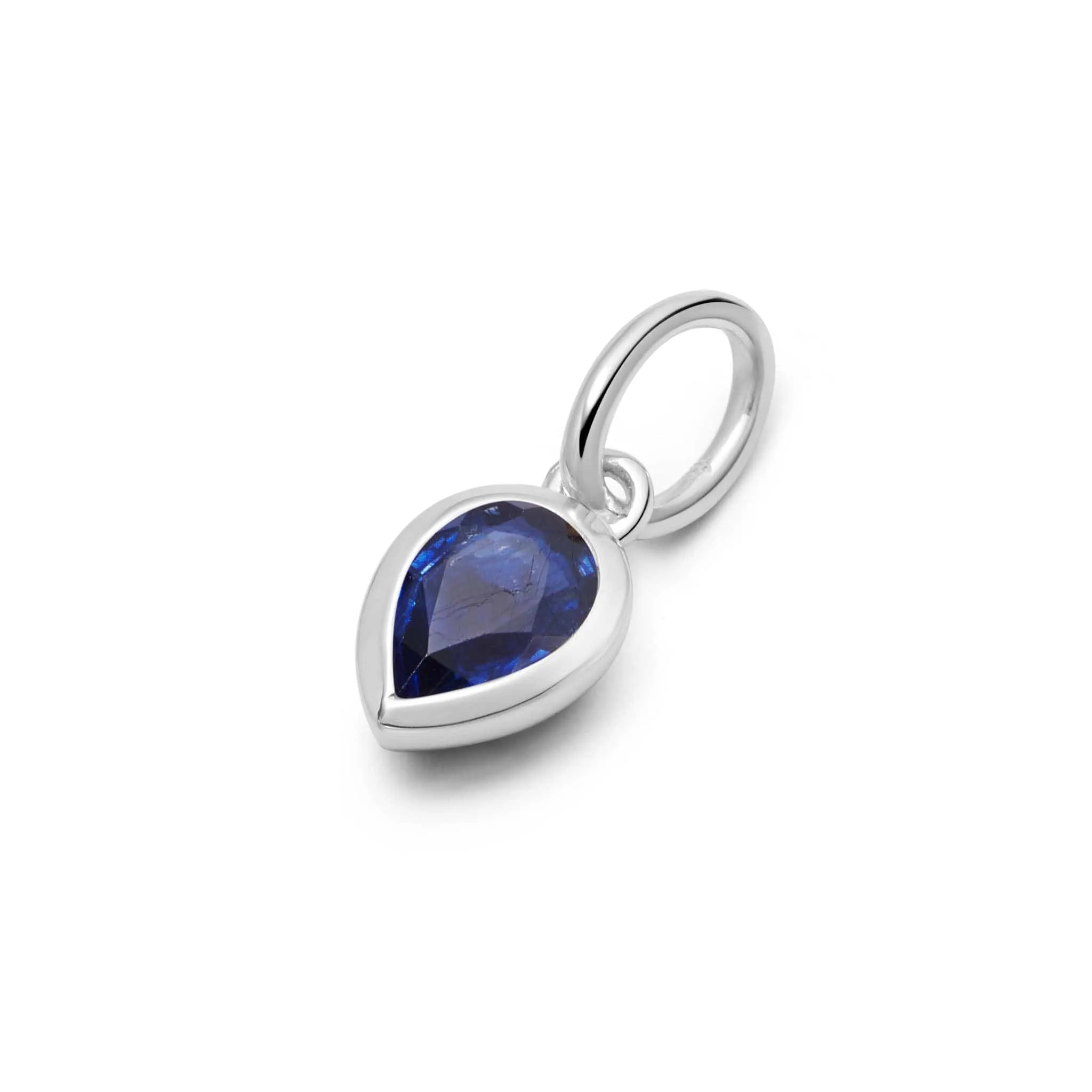 Sapphire September Birthstone Charm Pendant Sterling Silver