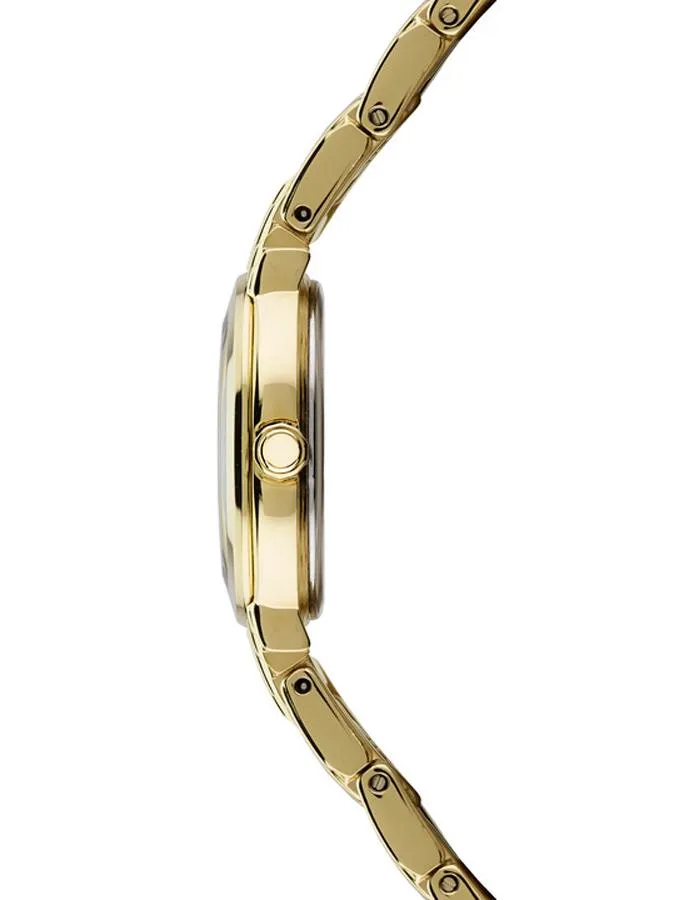 Seiko Womens Solar Tressia Diamond Watch - Gold-Tone - Mother of Pearl Dial