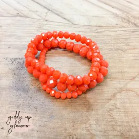 Set of Three Crystal Bracelets in Orange