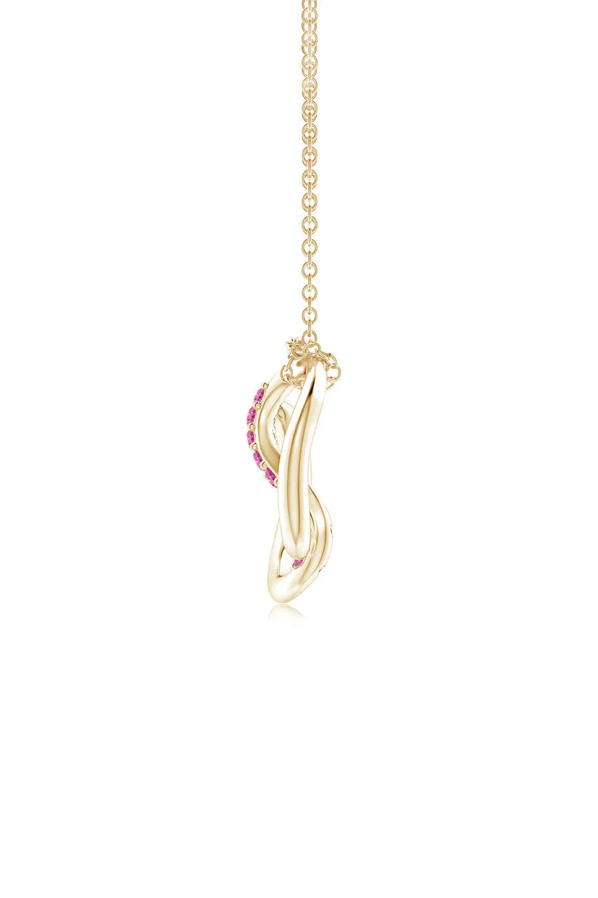 Shangri-La Yin-Yang 14K Gold and Pink Sapphire Knot Chain Pendant Necklace