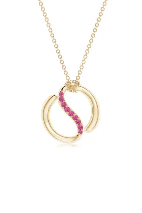 Shangri-La Yin-Yang 14K Gold and Pink Sapphire Knot Chain Pendant Necklace