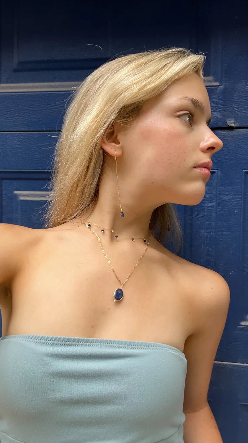 silk road - sapphire threader earrings