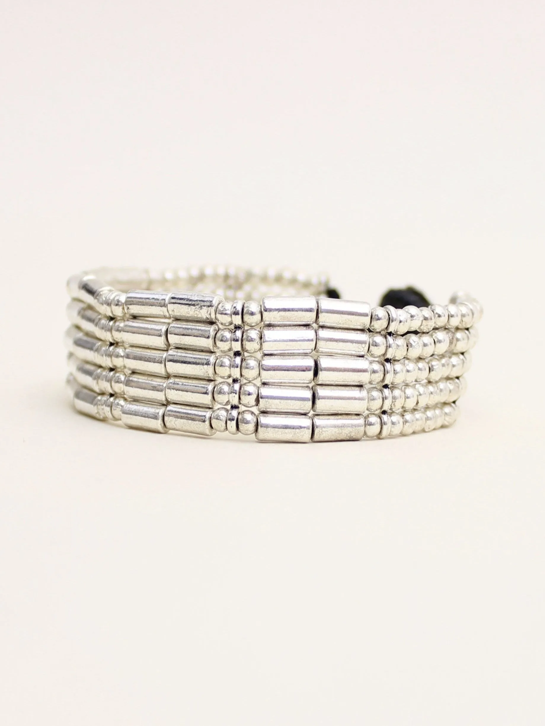 Silver Alloy Ball and Bar Bracelet