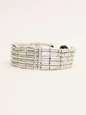 Silver Alloy Ball and Bar Bracelet