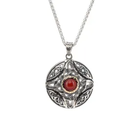 Silver and 10k Gold Round Aphrodite Pendant - Garnet