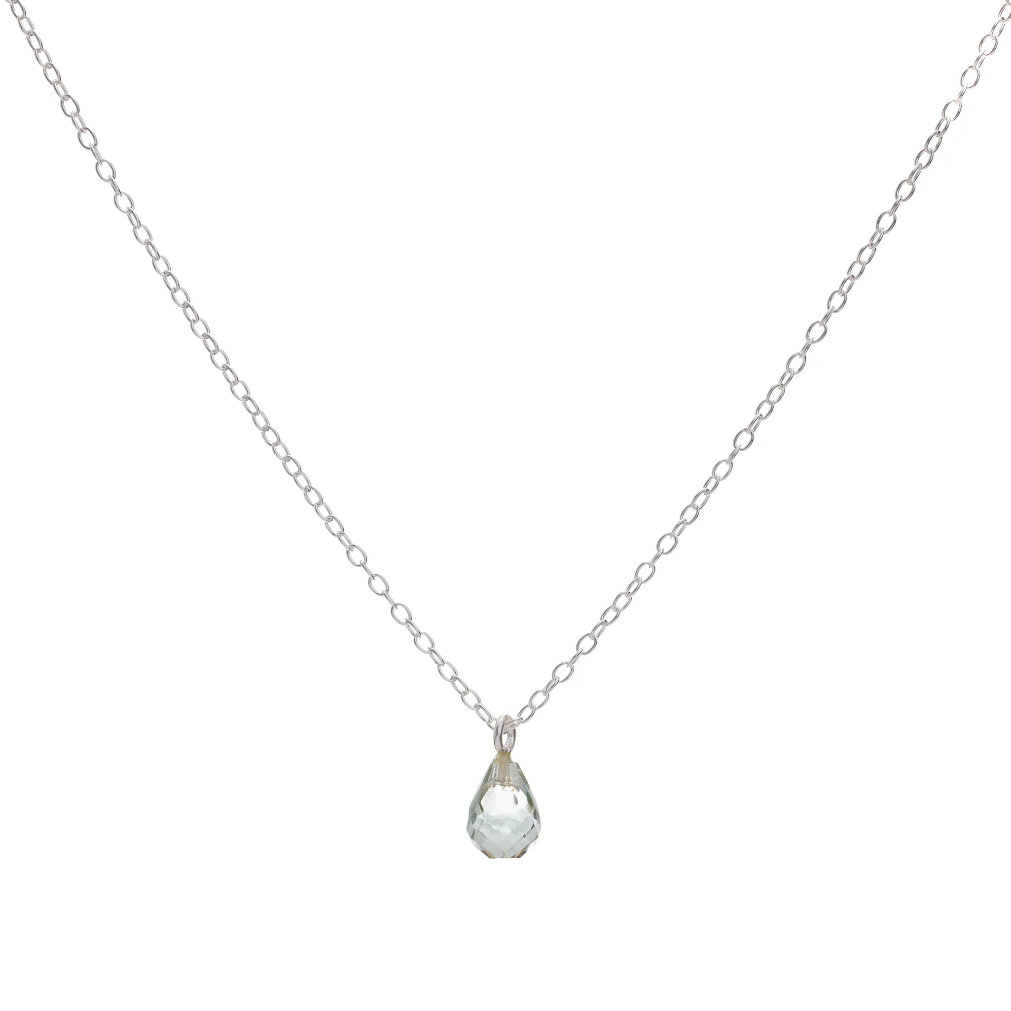 Silver Aquamarine Teardrop Necklace