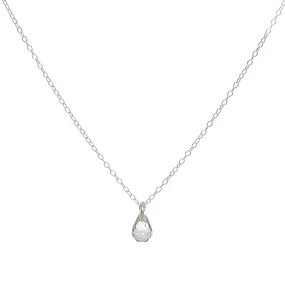 Silver Aquamarine Teardrop Necklace