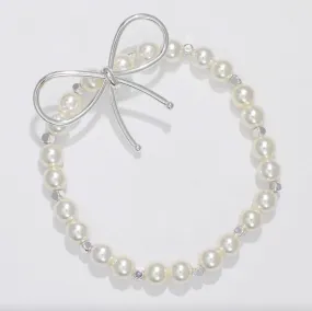 Silver Bow Pearl Bracelet