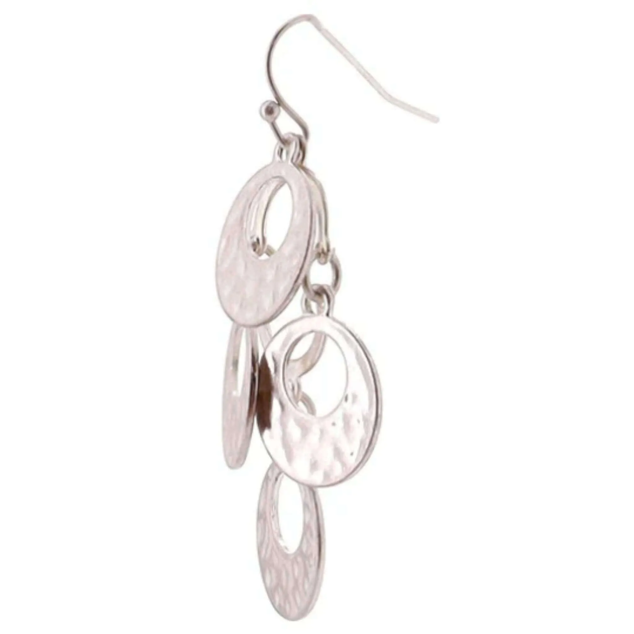 Silver Hammered Multi Disc Chandelier Earrings