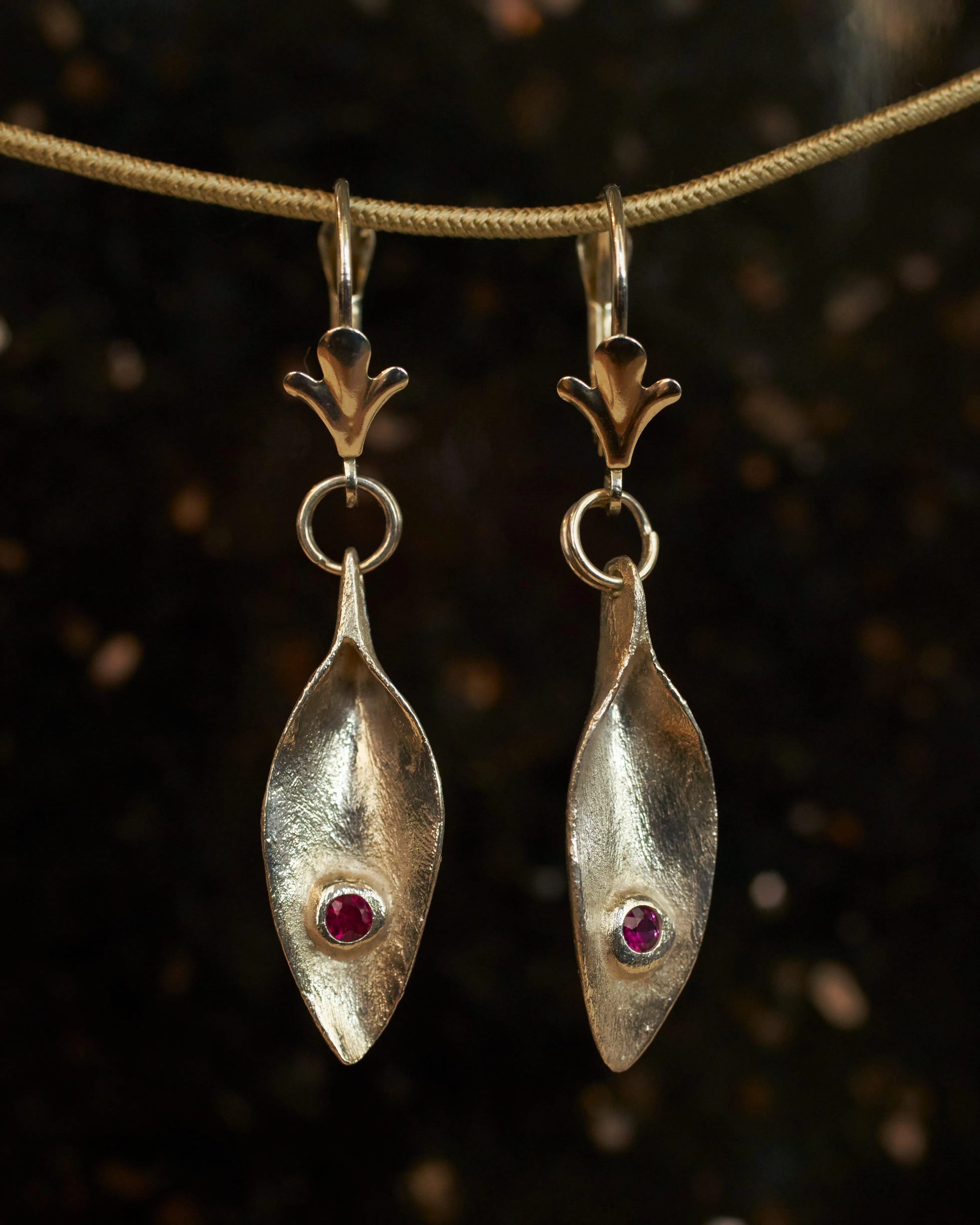 Silver Leaf Drop Earrings