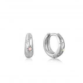 Silver Starry Kyoto Opal Huggie Hoop Earrings E034-05H