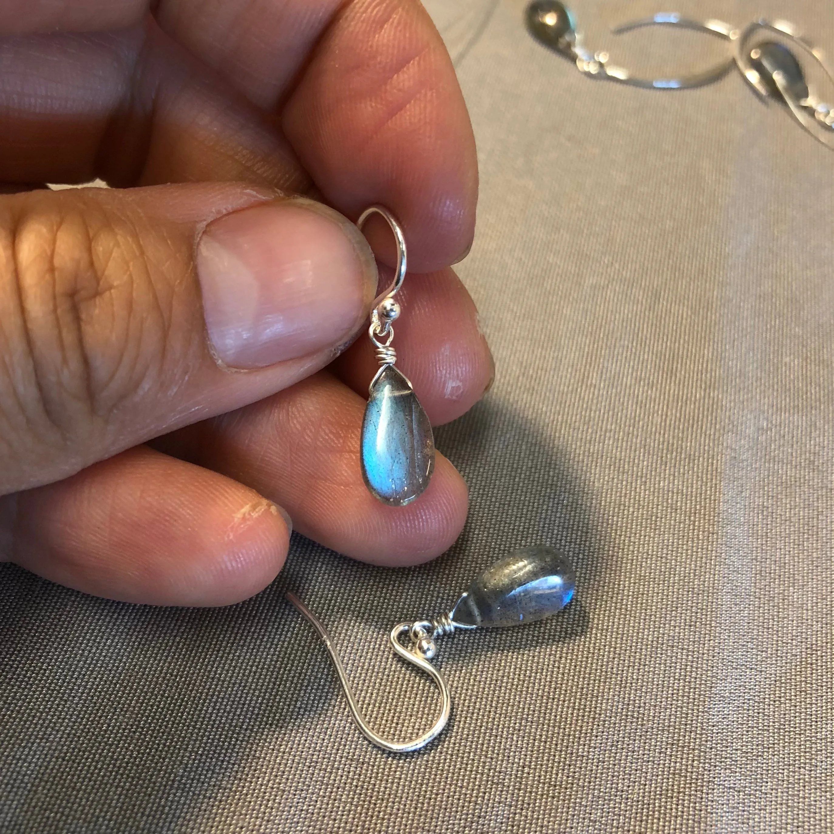 Simple blue labradorite earrings