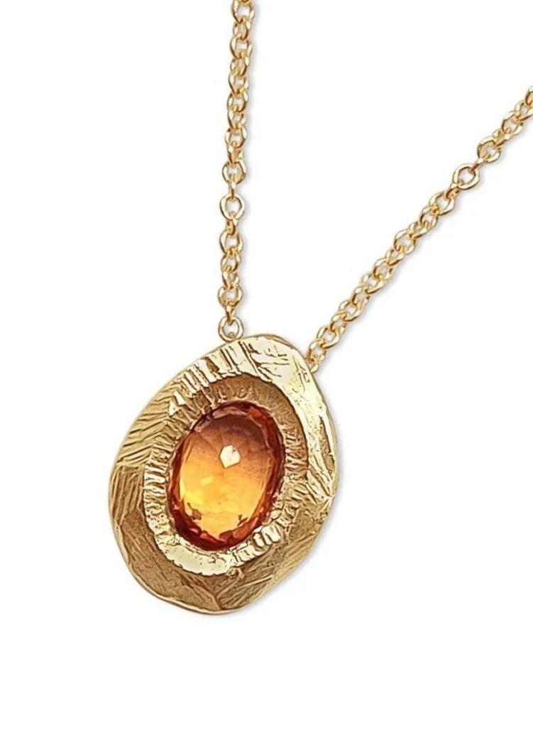 Single Orange Sapphire Pendant