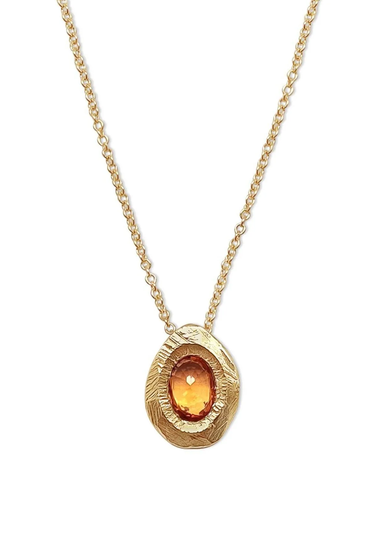 Single Orange Sapphire Pendant