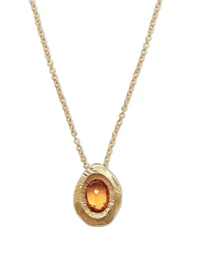 Single Orange Sapphire Pendant