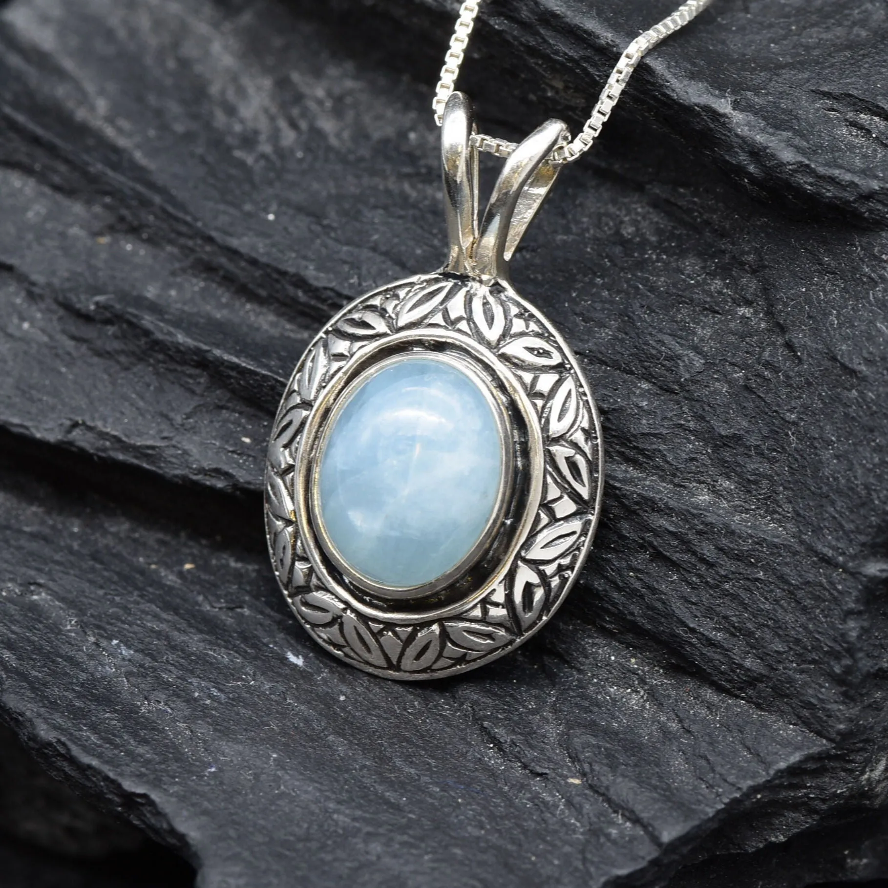 Sky Blue Pendant - Genuine Aquamarine Necklace, March Birthstone Necklace