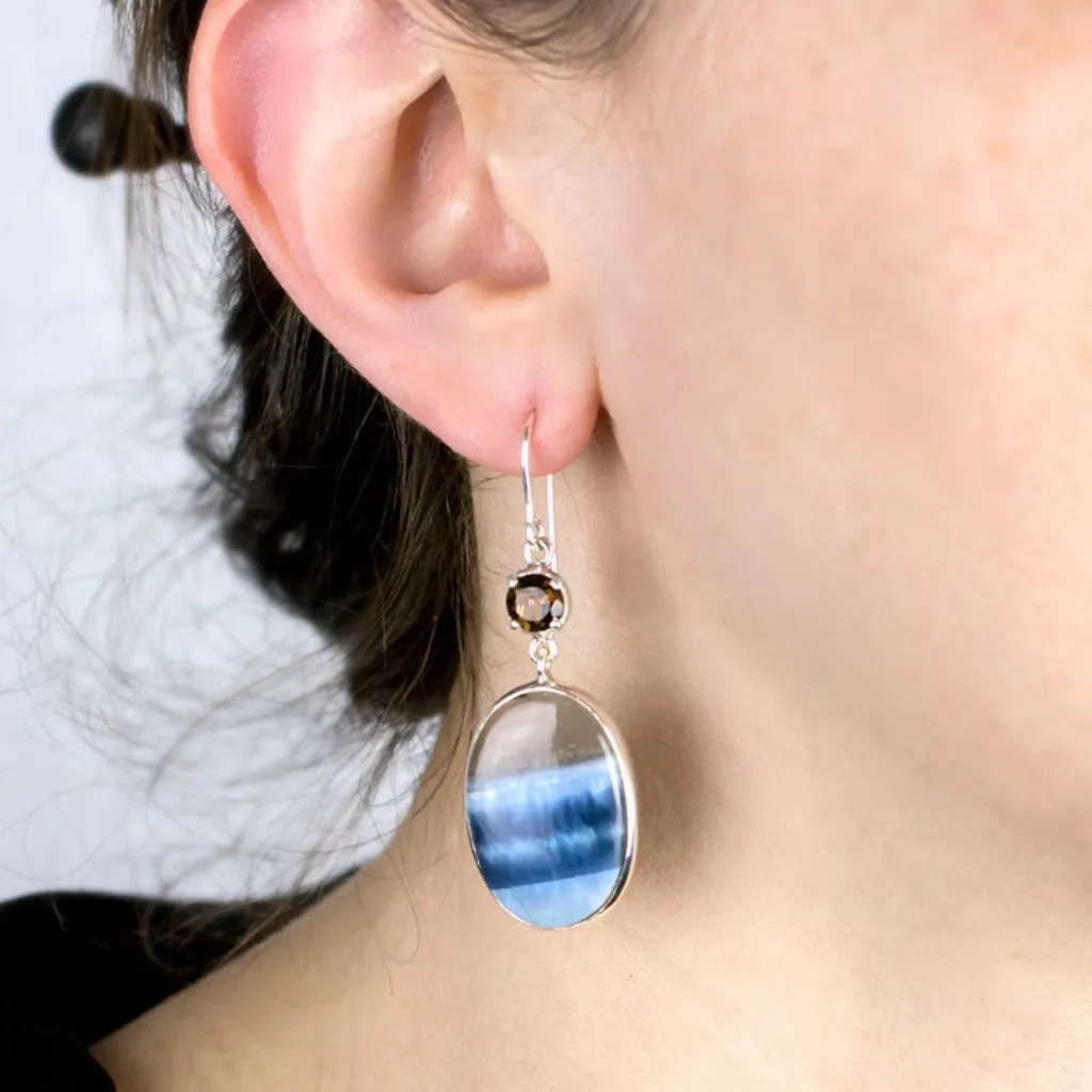 Smokey Quartz & Blue Opal Drop Earrings