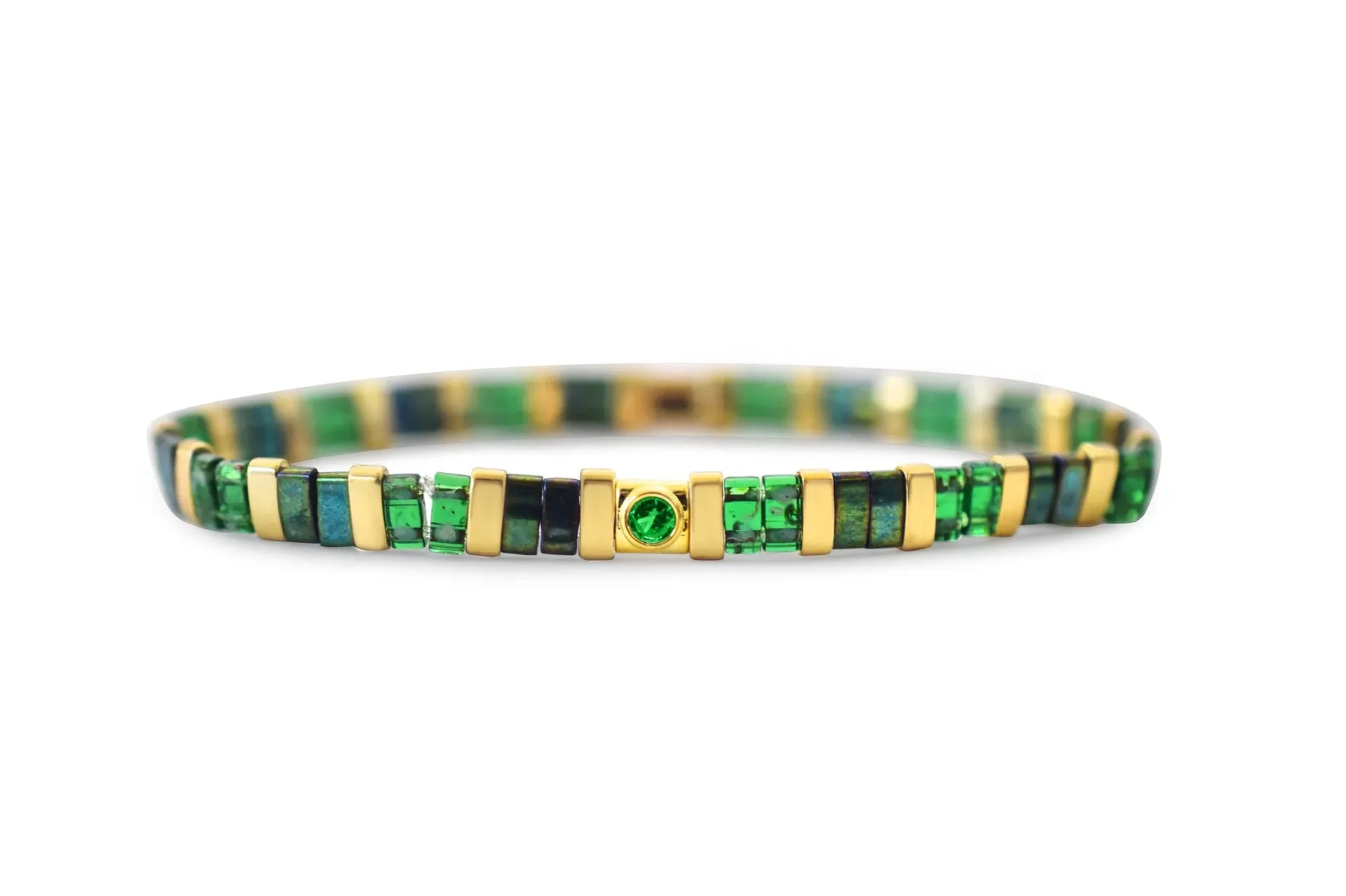 So Colorful! Emerald Morse Code Tila Bracelet