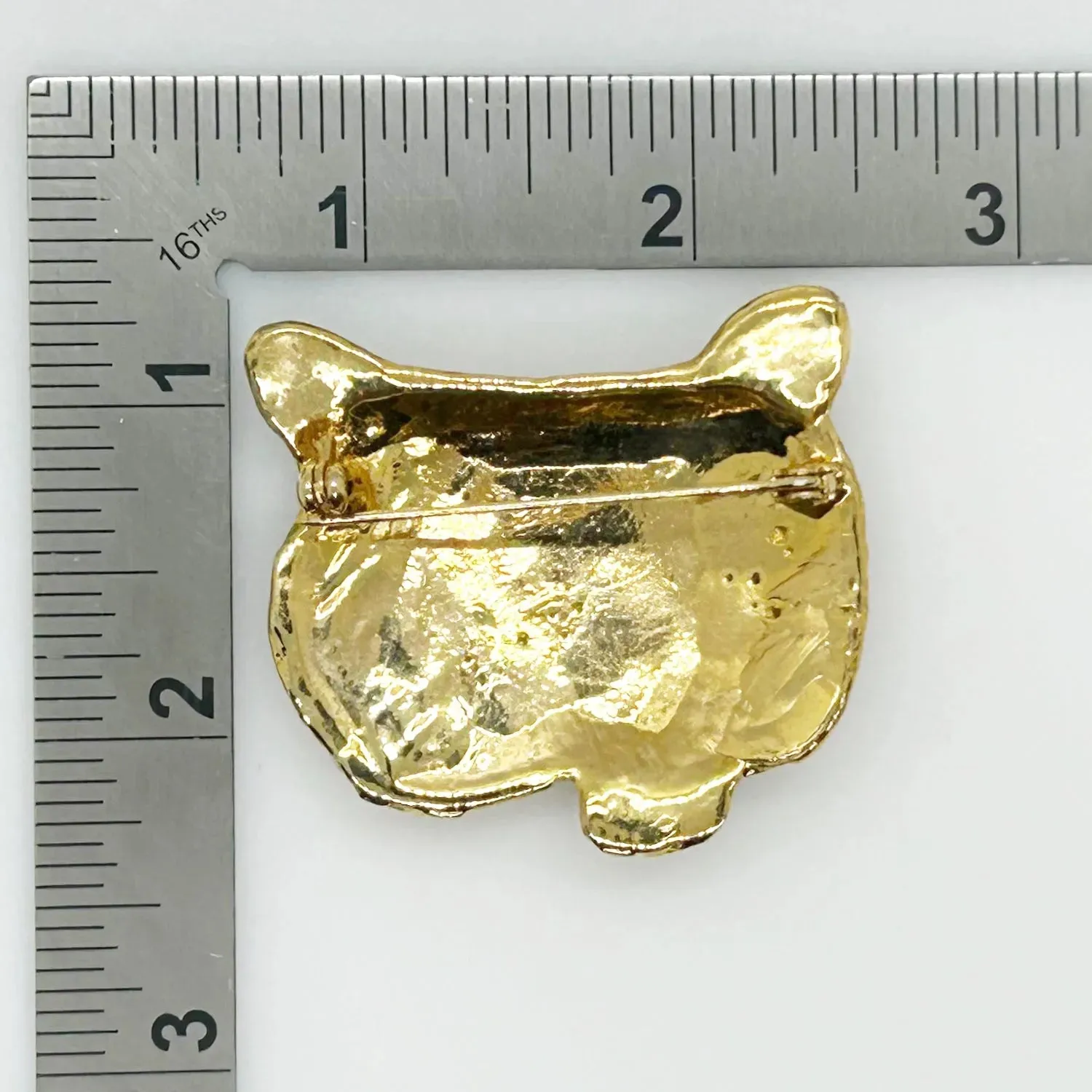 Sparkling, Expressive Gold and Black Tiger Brooch