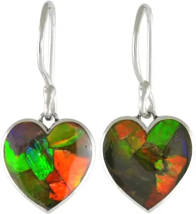 Starborn Ammolite Heart 925 Sterling Silver Earrings