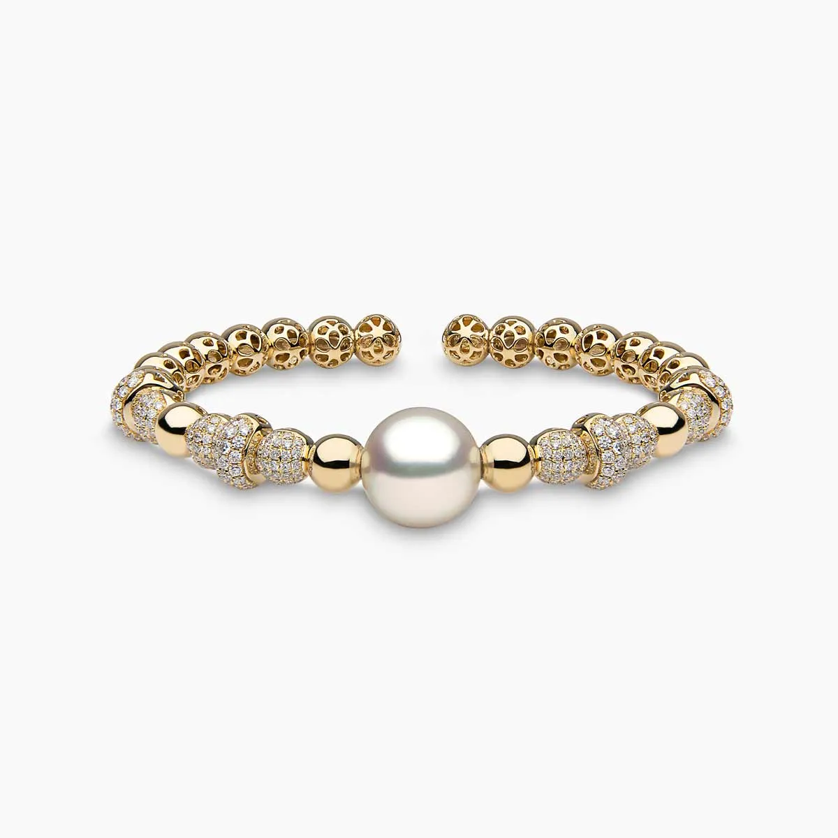 Starlight 18K Gold South Sea Pearl and Diamond Bangle